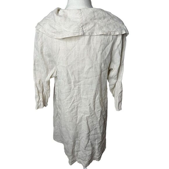Match Point Tunic Linen Cowl Neck Sun Washed beige Lagonlook Pockets Sz S - Picture 3 of 7